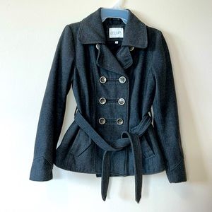 dElia’s Grey Belted Pea Coat Size Medium